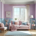 DALL·E 2024-07-26 11.32.12 - A cozy living room with pastel colors, featuring lilac and powder blue walls. The room has light-colored furniture with
