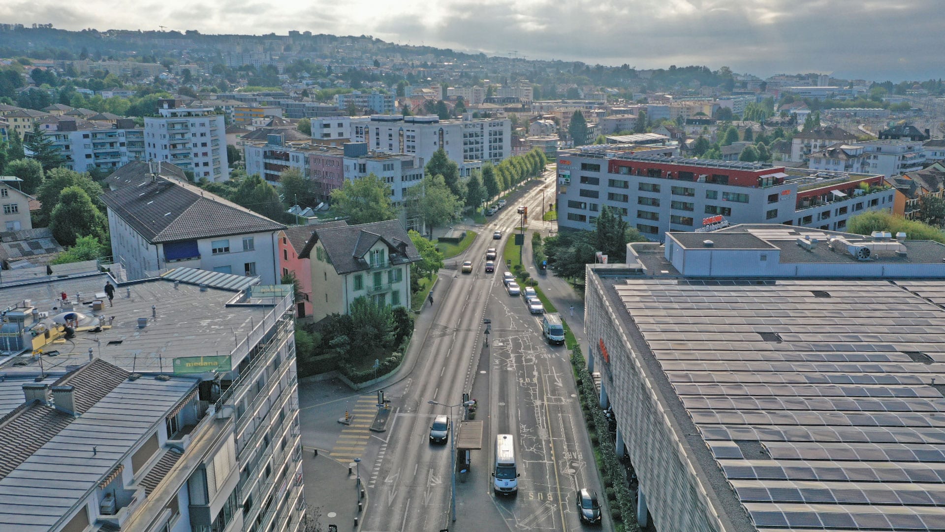 Renens Place du marché / Avenue du 14 avril aérien - Travaux Tramway Lausannois - Existant