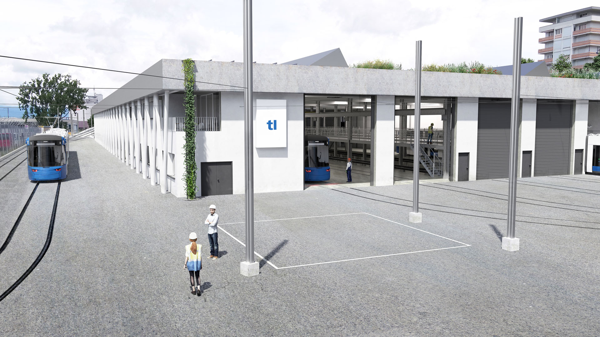 garage atelier - Travaux Tramway Lausannois - Projet