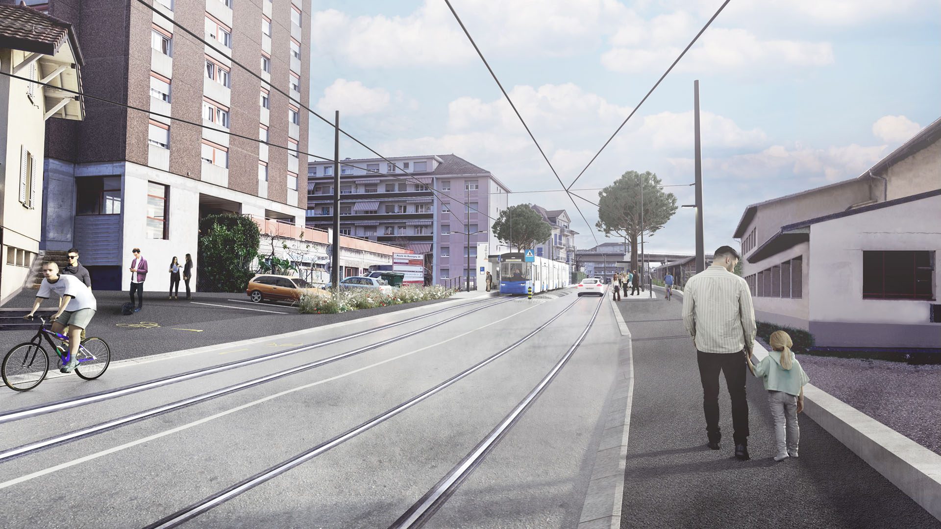Pont-Bleu sol - Travaux Tramway Lausannois - Projet